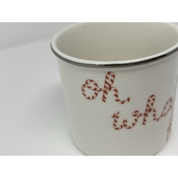 Pottery Barn lot of 2 Peppermint Sentiments HO HO HO Christmas Mugs Holiday - Picture 8 of 11